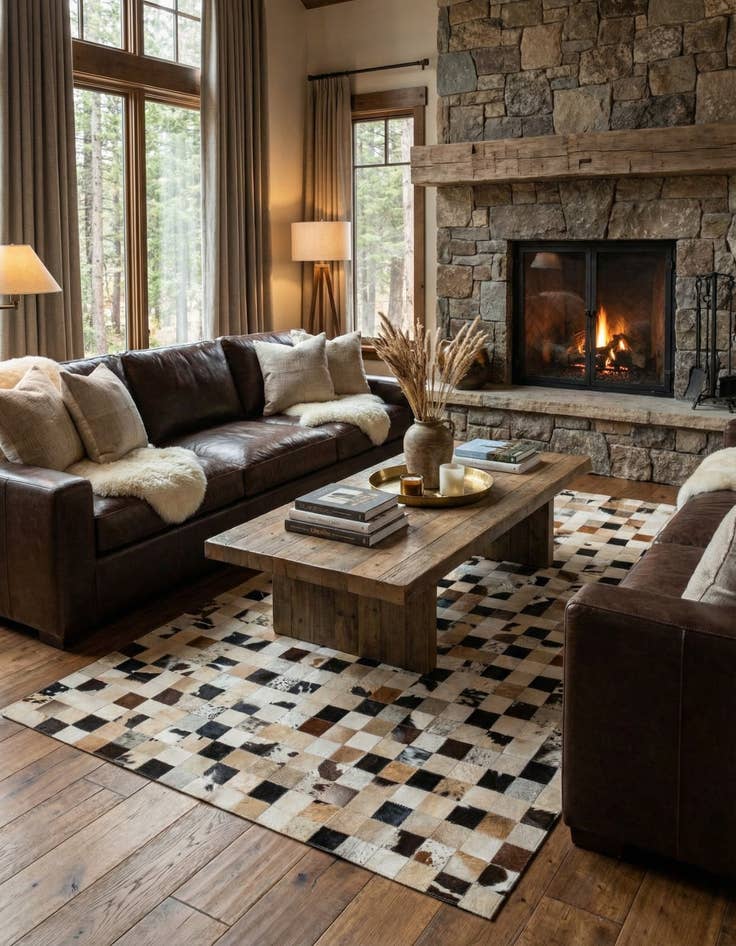 Detail image of  5' 2 x 7' 11 Cowhide - Patchwork Rug