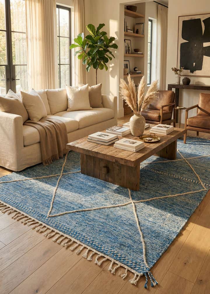 6' 7 x 10' 4 Hand Knotted Moroccan Wool Rug