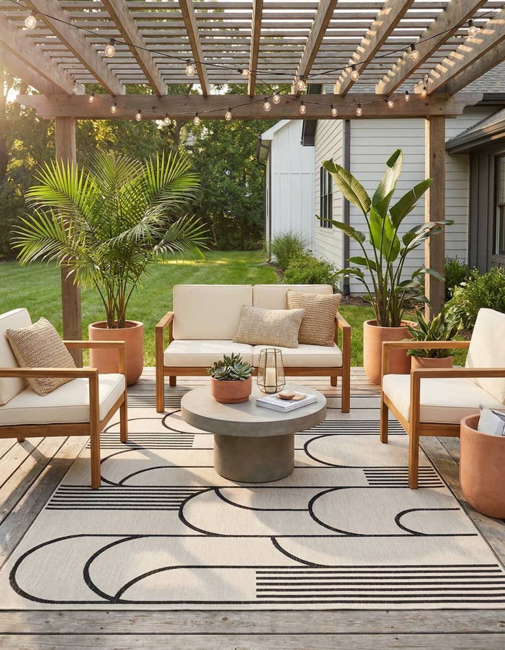 Detail image of 7' 10 x 10' Easy-Clean Modern Indoor / Outdoor Rug