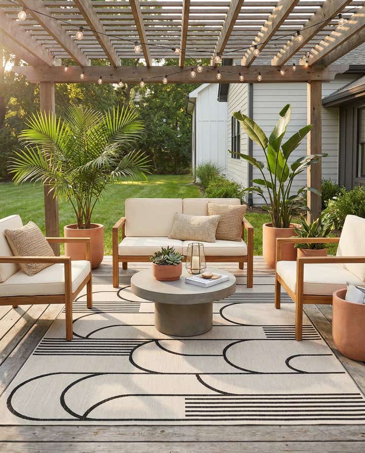 7' 10 x 10' Easy-Clean Modern Indoor / Outdoor Rug