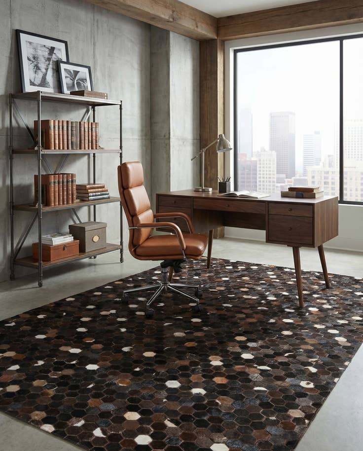 Detail image of 5' 1 x 8' Cowhide Leather Rug