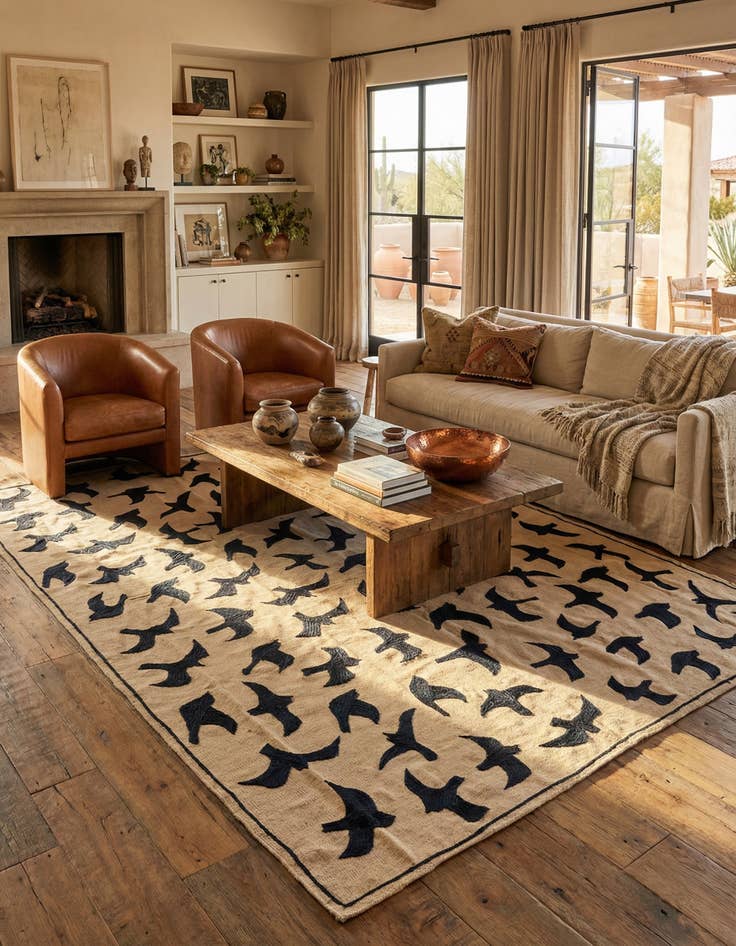 Detail image of 6' 10 x 9' 5  Hand Woven Kilim Suzani Wool Rug