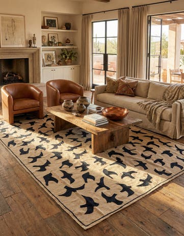6' 10 x 9' 5 Hand Woven Kilim Suzani Wool Rug