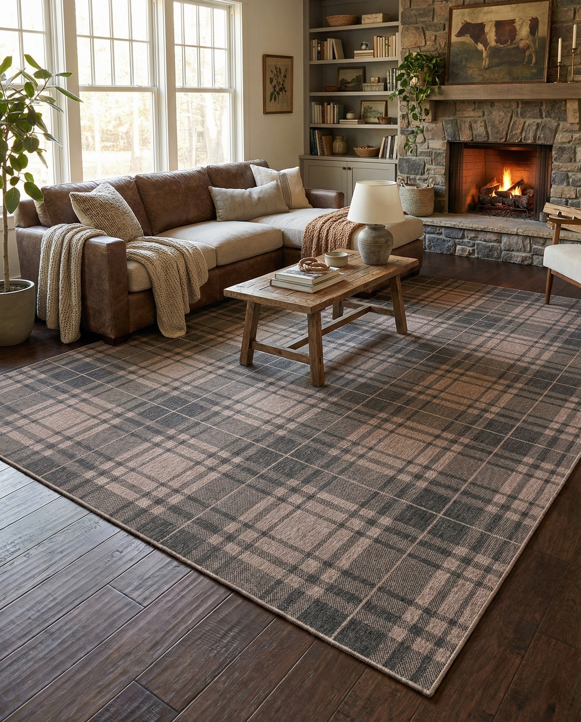 10' x 14' Easy-Clean Checkered Indoor / Outdoor Rug