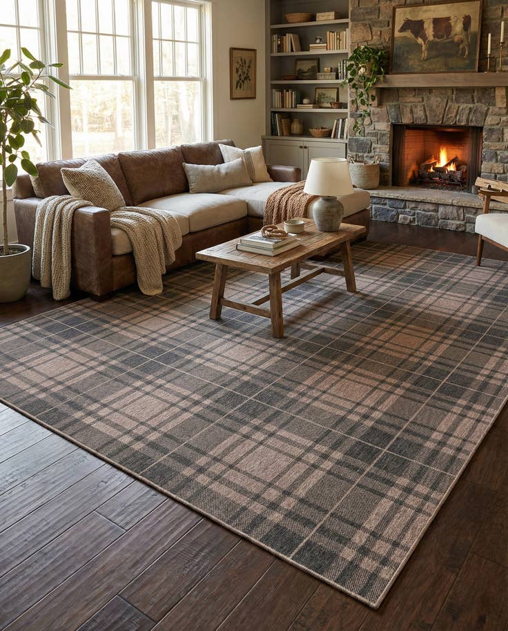 Detail image of 10' x 14' Easy-Clean Checkered Indoor / Outdoor Rug