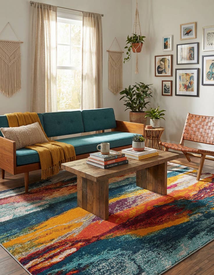 Detail image of 5' 3 x 8'  Washable Haerfest Rug