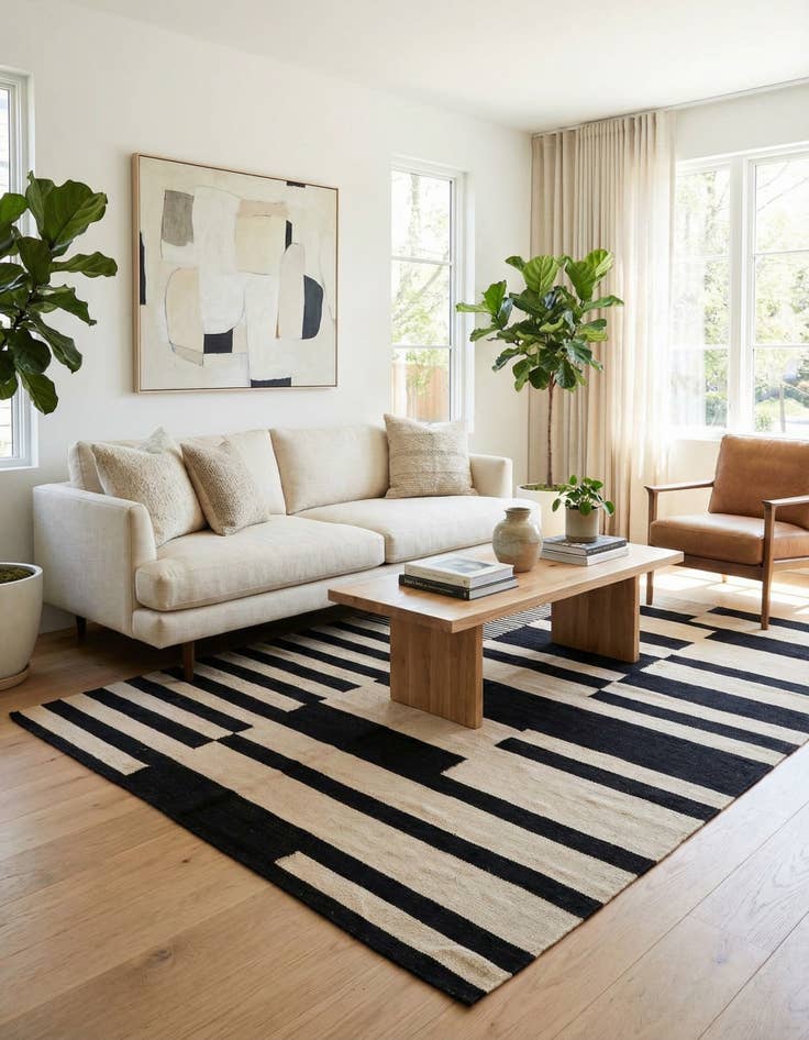 Detail image of 4' 10 x 6' 9  Hand Woven Kilim Modern Wool Rug