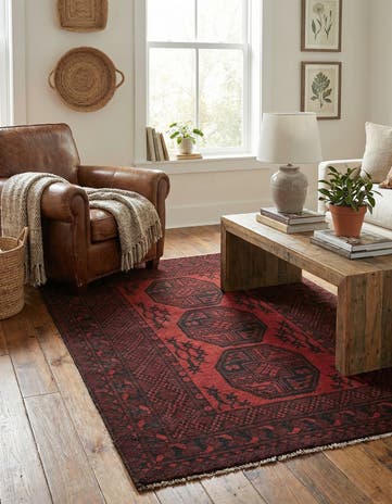 3' 5 x 4' 9 Hand Knotted Afghan Akhche Wool Rug