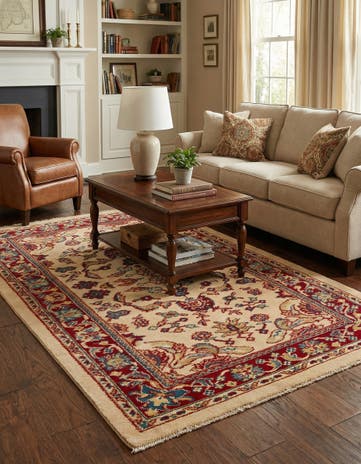 3' 11 x 7' 3 Hand Knotted Kashan Wool Rug