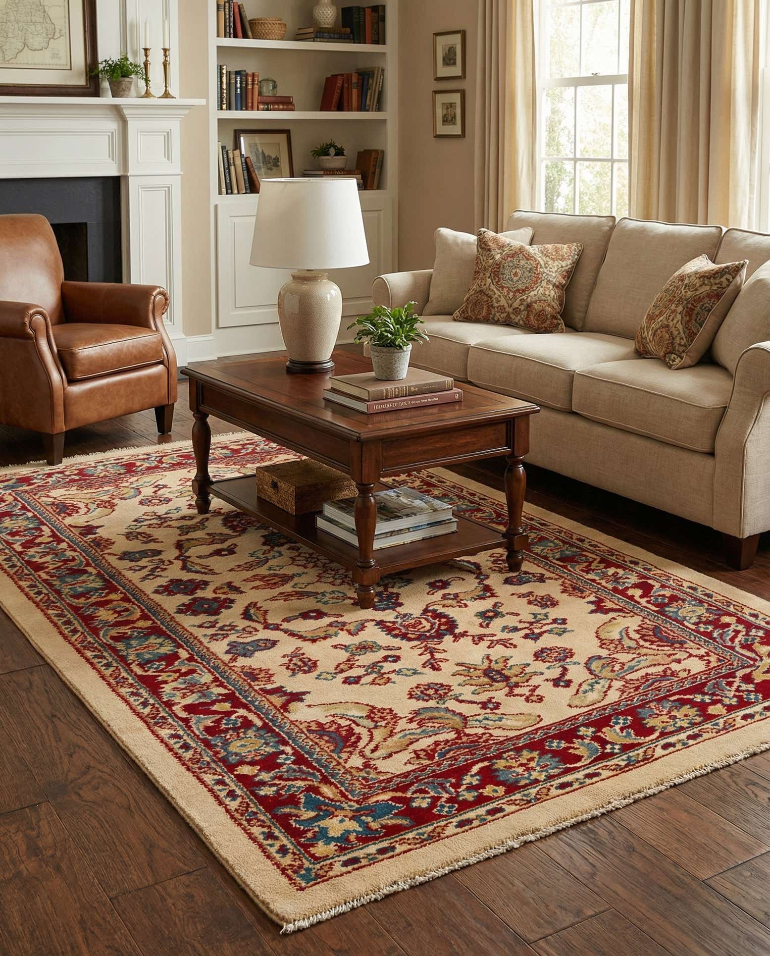 3' 11 x 7' 3 Hand Knotted Kashan Wool Rug