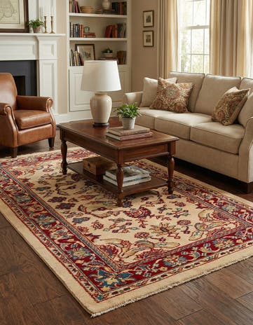 3' 11 x 7' 3 Hand Knotted Kashan Wool Rug