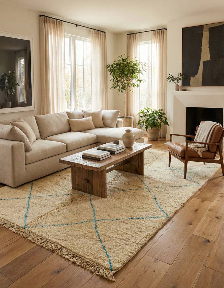 Detail image of 6' 10 x 10' 2  Hand Knotted Moroccan Wool Rug