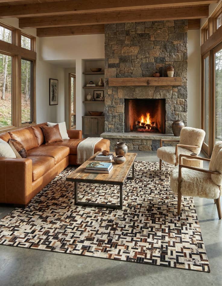 Detail image of 8' 2 x 10' Cowhide Leather Rug