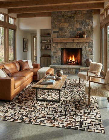 8' 2 x 10' Cowhide Leather Rug