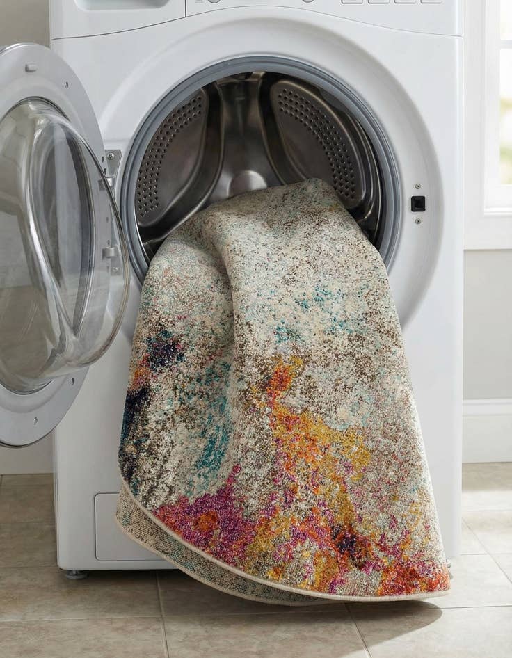 Detail image of 6' x 6'  Washable Spectrum Round Rug