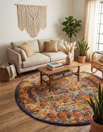 Orange Venice Round Rug