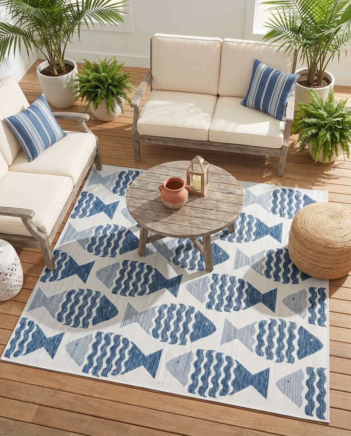240cm x 240cm Facile à nettoyer Coastal Tapis Intérieur / Extérieur Carré