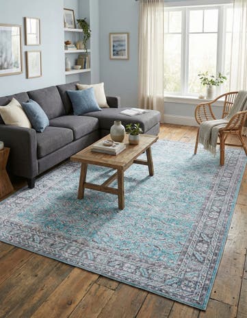 Blue Washable Timeless Rug