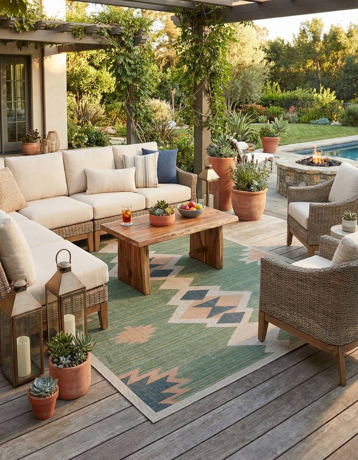 Detail image of 10' x 10'  Washable Baja Indoor / Outdoor Square Rug