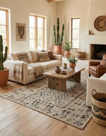 5' 6 x 8' 4 Hand Woven Kilim Maymana Wool Rug