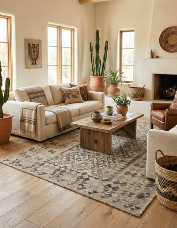 5' 6 x 8' 4 Hand Woven Kilim Maymana Wool Rug