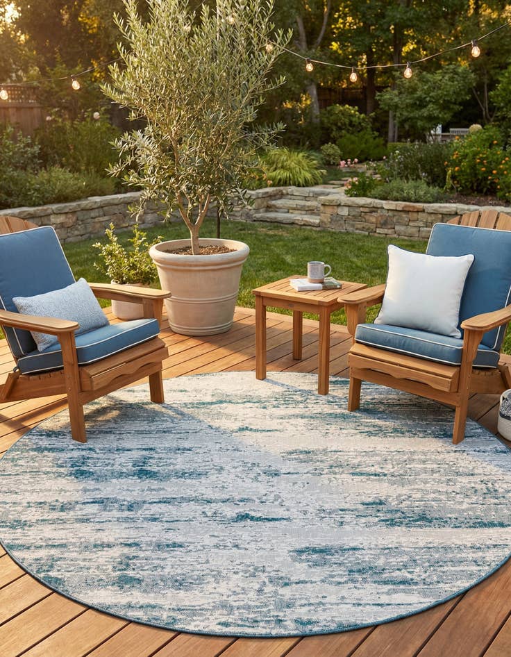 Detail image of  10' x 10'  Washable Modern Indoor / Outdoor Round Rug