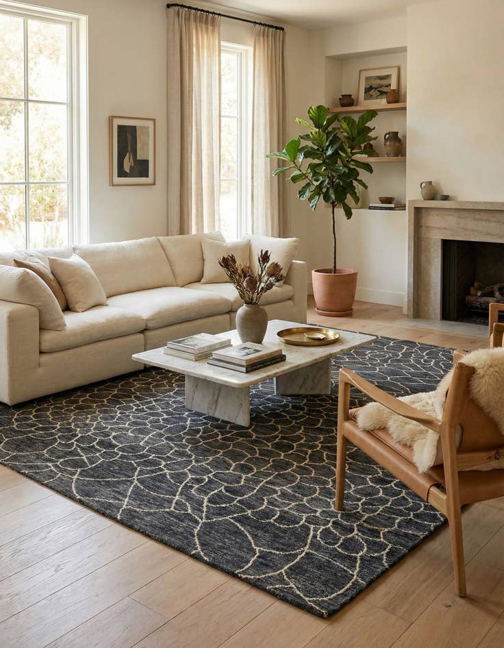 Detail image of 8' x 10'  Hand Knotted Moroccan Wool Rug