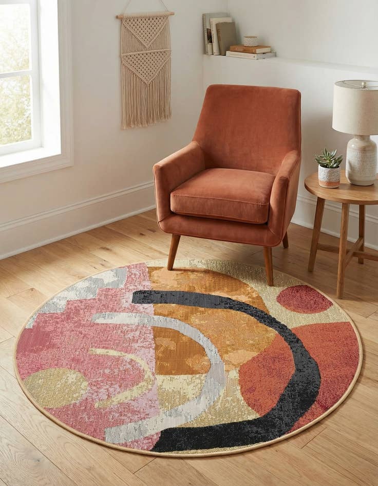 Detail image of  3' x 3'  Washable Modern Indoor / Outdoor Round Rug