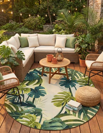 7' 10 x 10' Easy-Clean Botanical Indoor / Outdoor Oval Rug