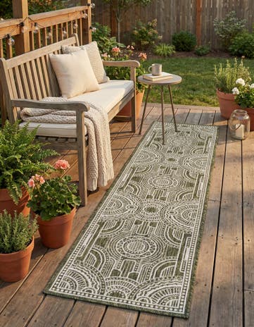 2' x 8' Easy-Clean Traditional Indoor / Outdoor Runner Rug