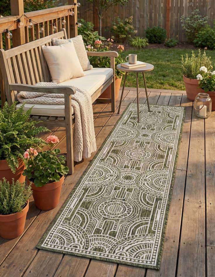 Detail image of 2' x 8'  Washable Traditional Indoor / Outdoor Runner Rug