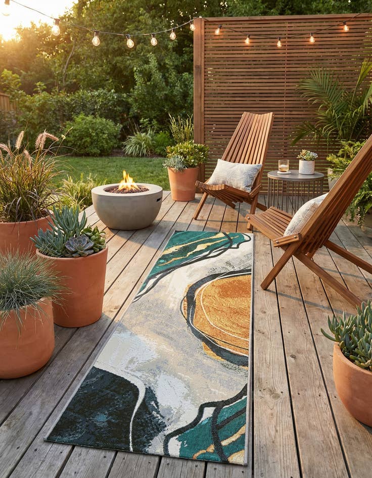 Detail image of 2' x 8'  Washable Modern Indoor / Outdoor Runner Rug