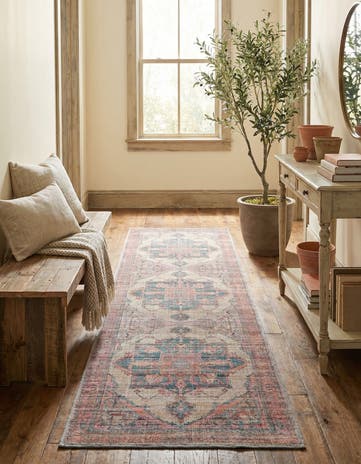 Antique Beige Washable Nostalgia Runner Rug