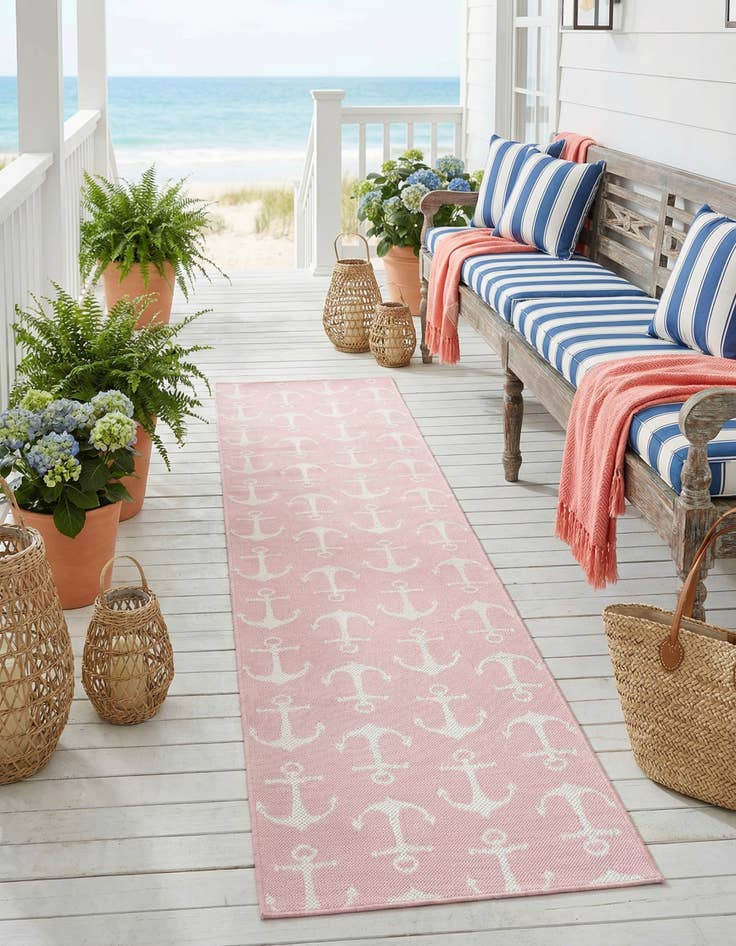 Detail image of 2' 7 x 12'  Washable Coastal Indoor / Outdoor Runner Rug