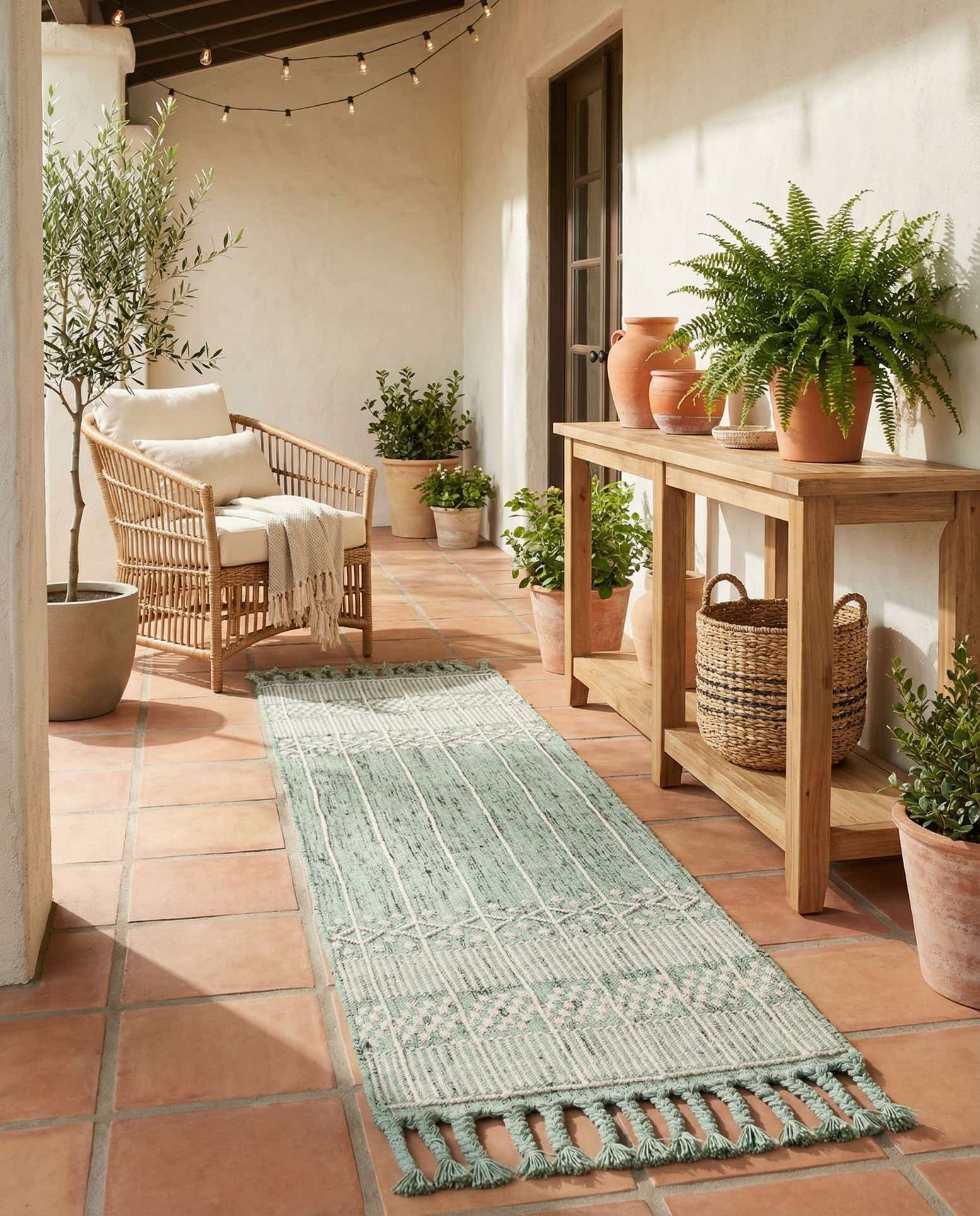 2' 2 x 8' 2 Easy-Clean Eco Bohemian Indoor / Outdoor Runner Rug
