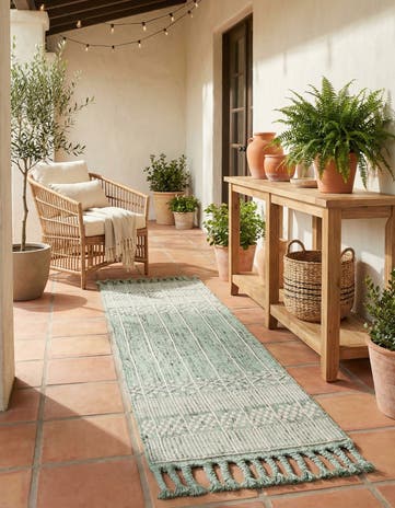 2' 2 x 8' 2 Easy-Clean Eco Bohemian Indoor / Outdoor Runner Rug