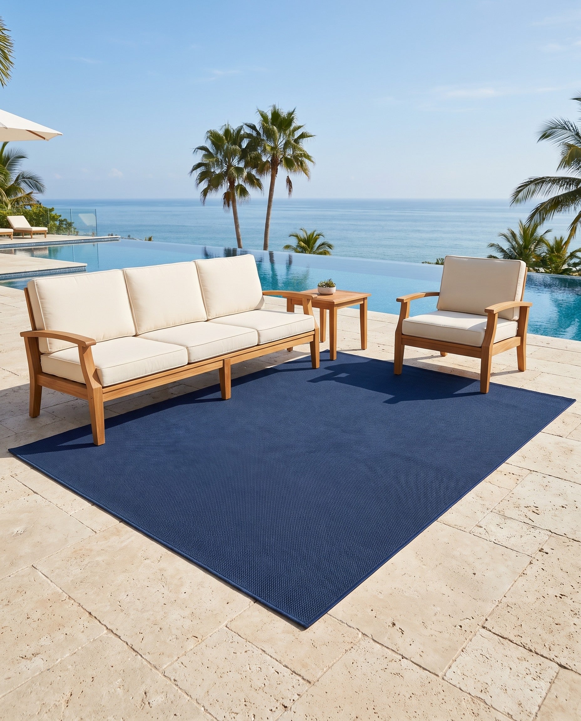 7' 10 x 10' Easy-Clean Solid Indoor / Outdoor Rug