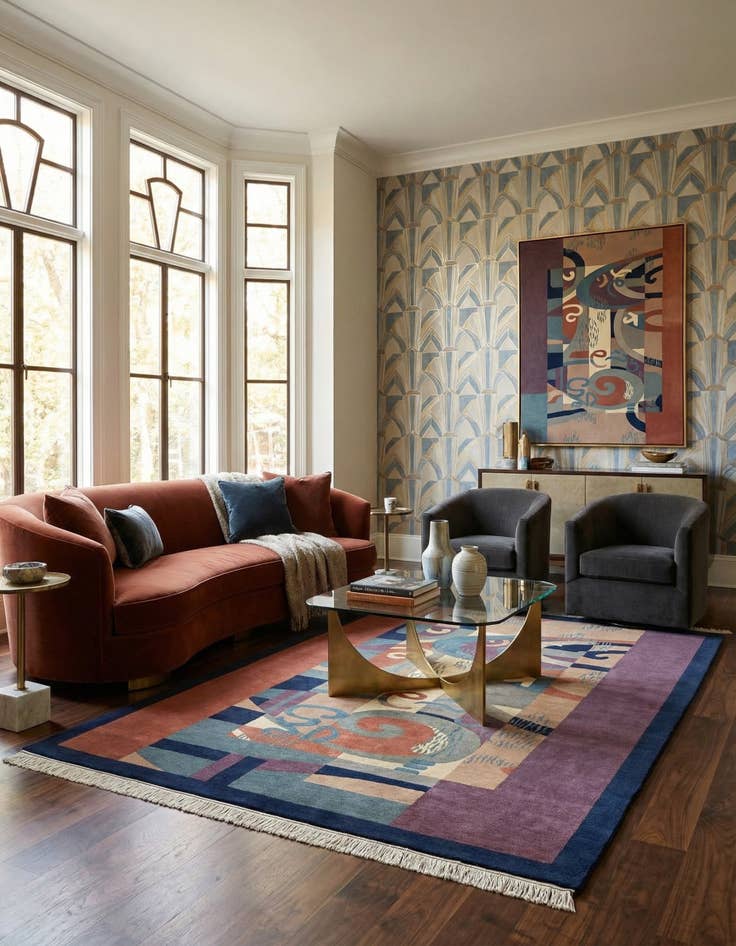 Detail image of  5' 6 x 8'  Hand Knotted Tibet Wool Rug