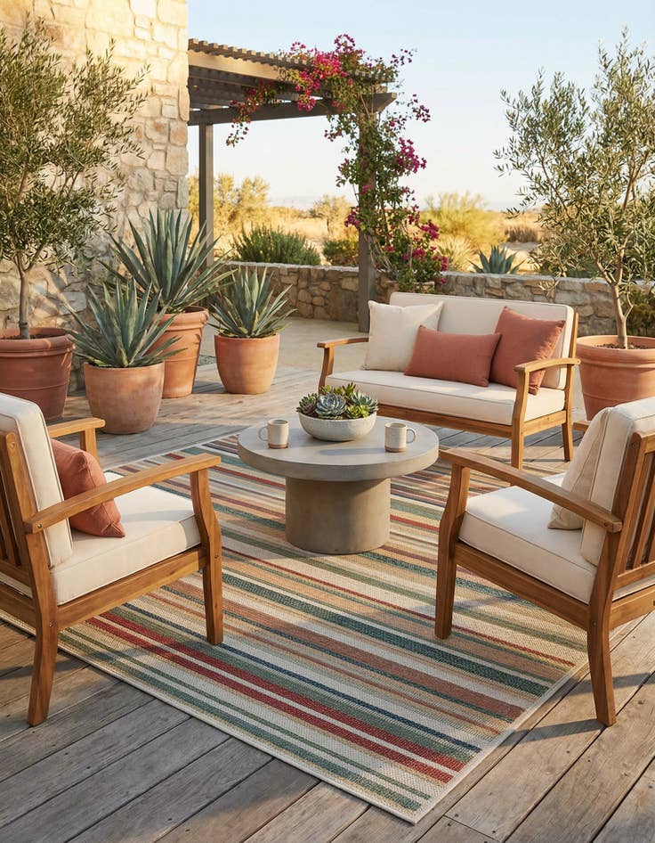 Detail image of  5' 3 x 7' 7  Washable Baja Indoor / Outdoor Rug