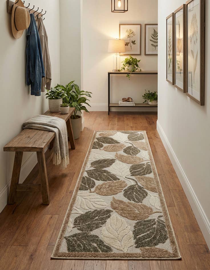 Detail image of 2' x 6'  Washable Botanical Indoor / Outdoor Runner Rug