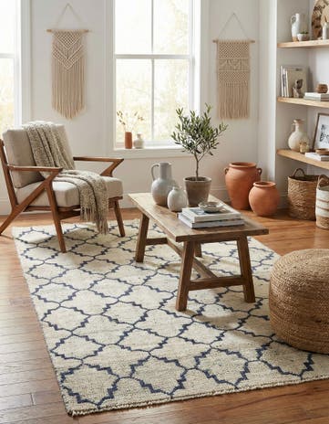 4' 7 x 8' 3 Hand Knotted Moroccan Wool Rug