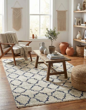 4' 7 x 8' 3 Hand Knotted Moroccan Wool Rug
