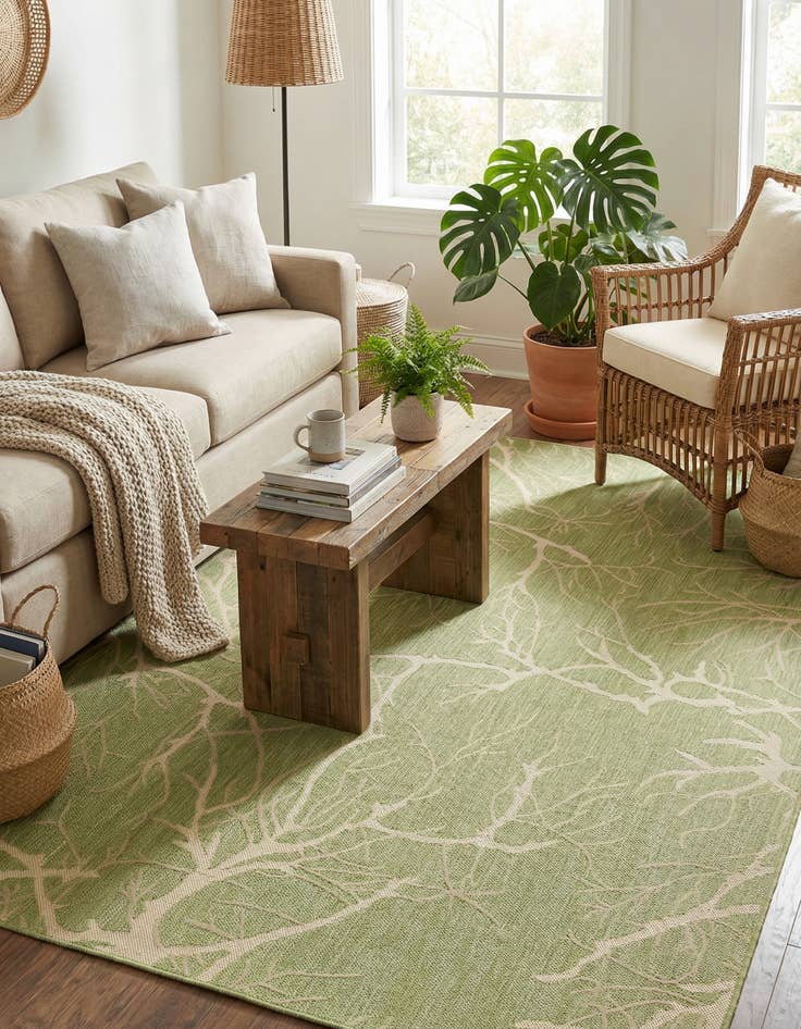 Detail image of 7' x 10' 2  Washable Botanical Indoor / Outdoor Rug