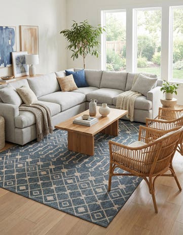 Harbor Blue Eco Trellis Rug