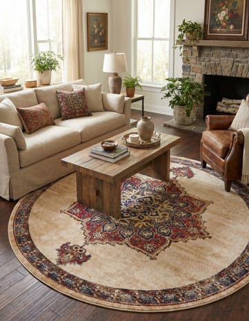 Cream Eden Round Rug