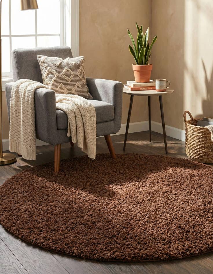 Detail image of 3' x 3' Solid Shag Round Rug