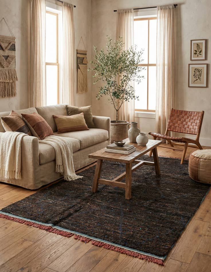 Detail image of 5' 10 x 9' 2  Hand Knotted Moroccan Wool Rug