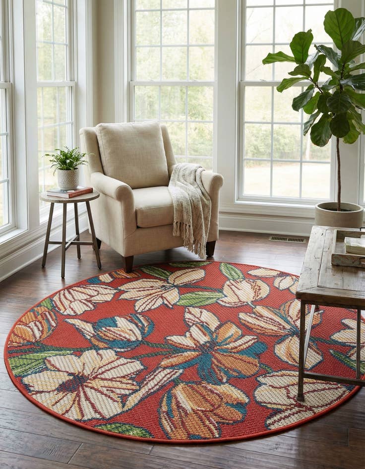 Detail image of  4' x 4'  Washable Baja Indoor / Outdoor Round Rug