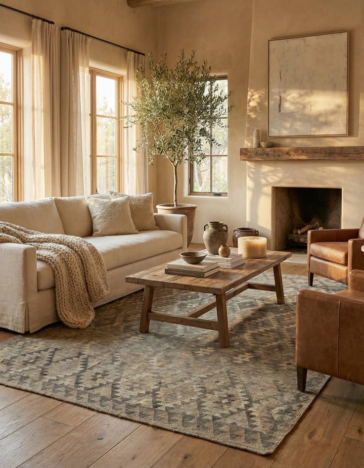 Detail image of 6' 7 x 9' 8  Hand Woven Kilim Maymana Wool Rug