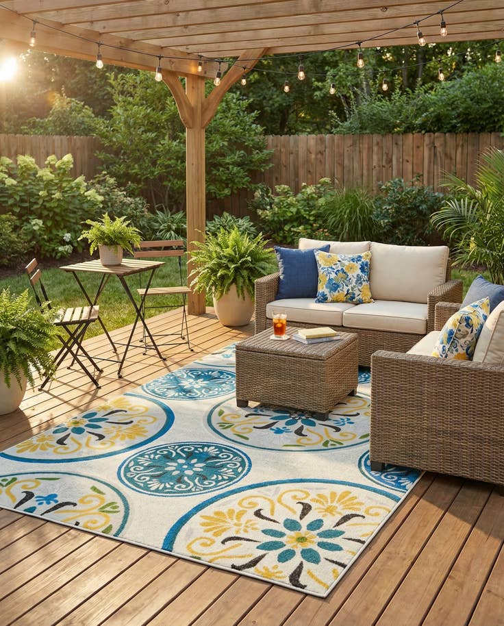 Detail image of 7' x 10' Easy-Clean Modern Indoor / Outdoor Rug